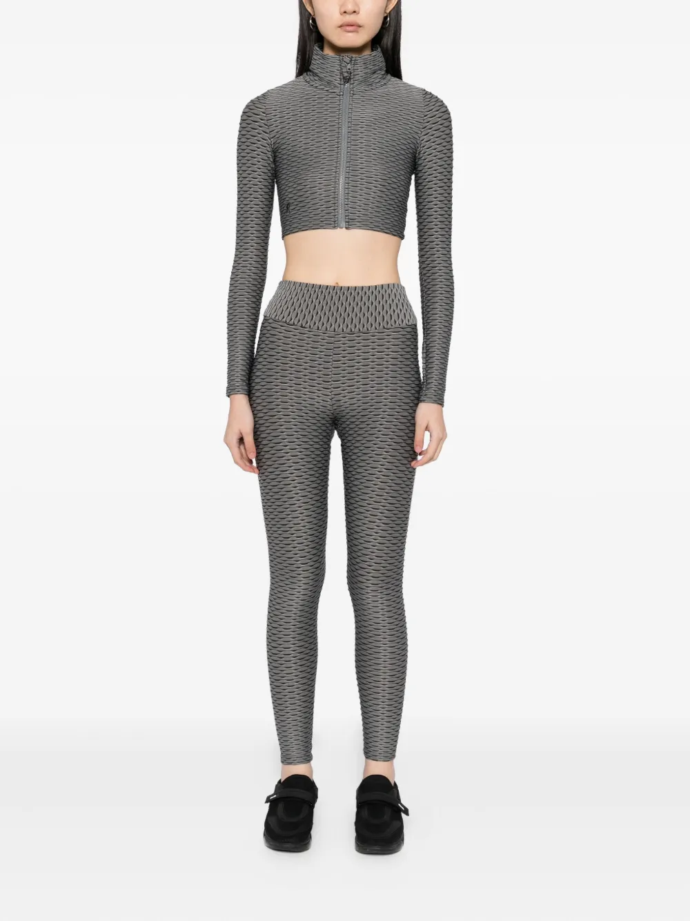 Tessitura Body Couture 3d Cropped Top In Gray