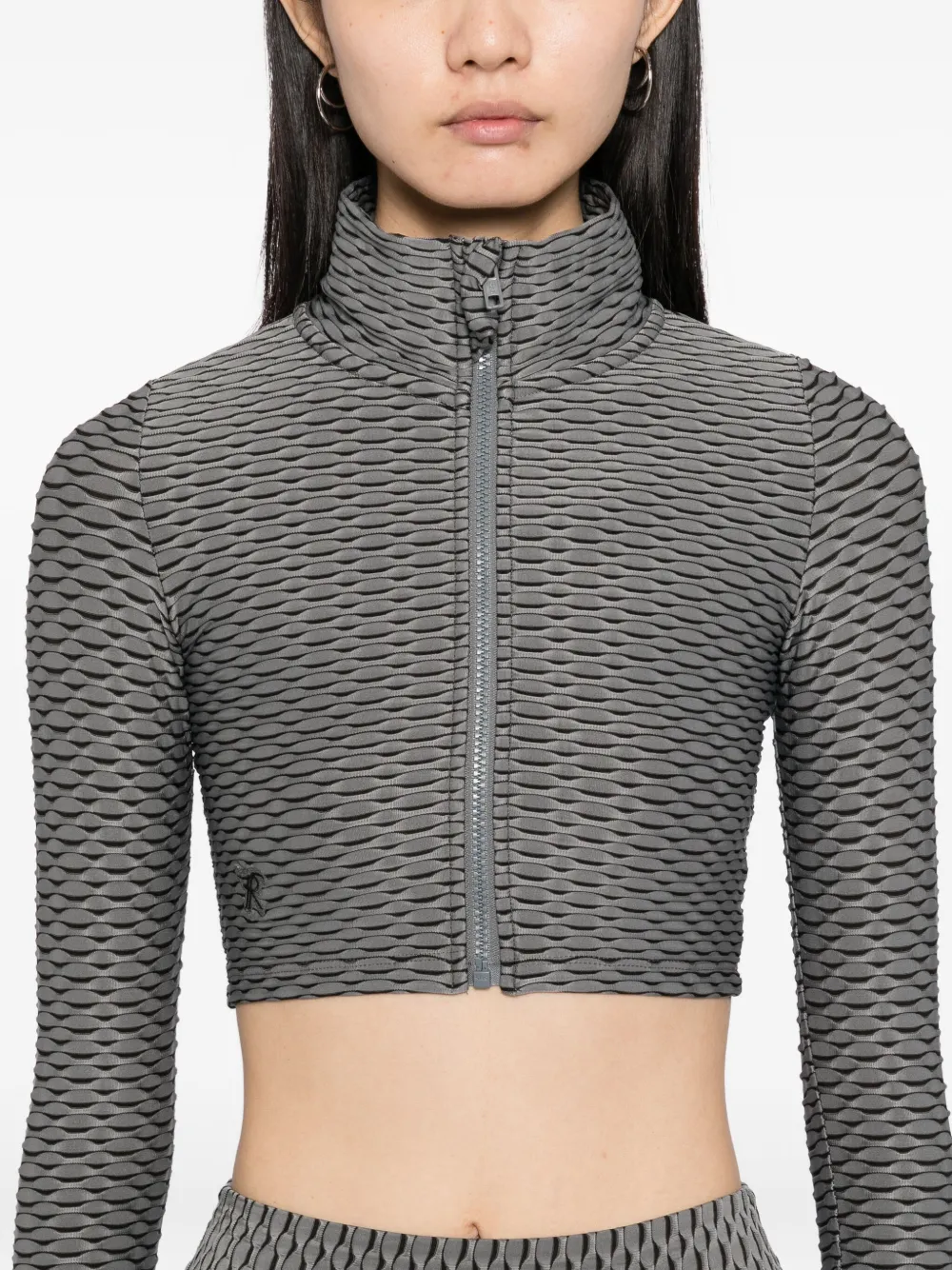 Tessitura Body Couture 3d Cropped Top In Gray