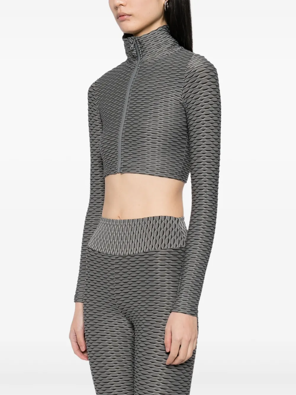 Tessitura Body Couture 3d Cropped Top In Gray