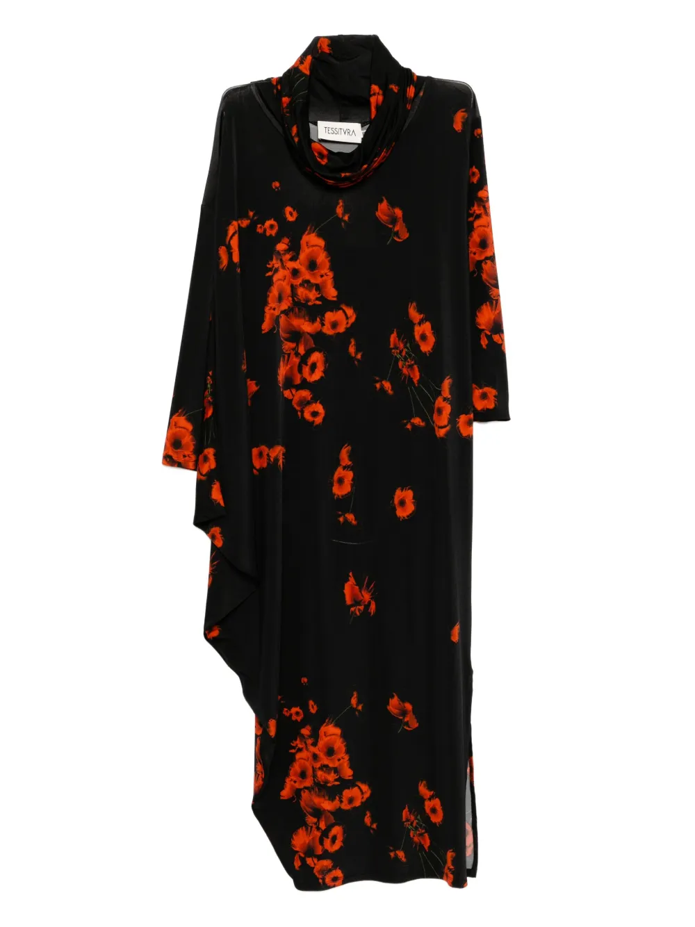 Tessitura Body Couture poppies-print dress | Black | Image 1