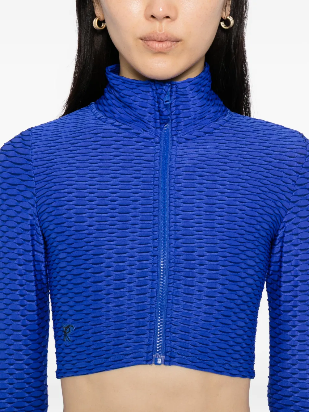 Tessitura Body Couture 3d Cropped Top In Blue