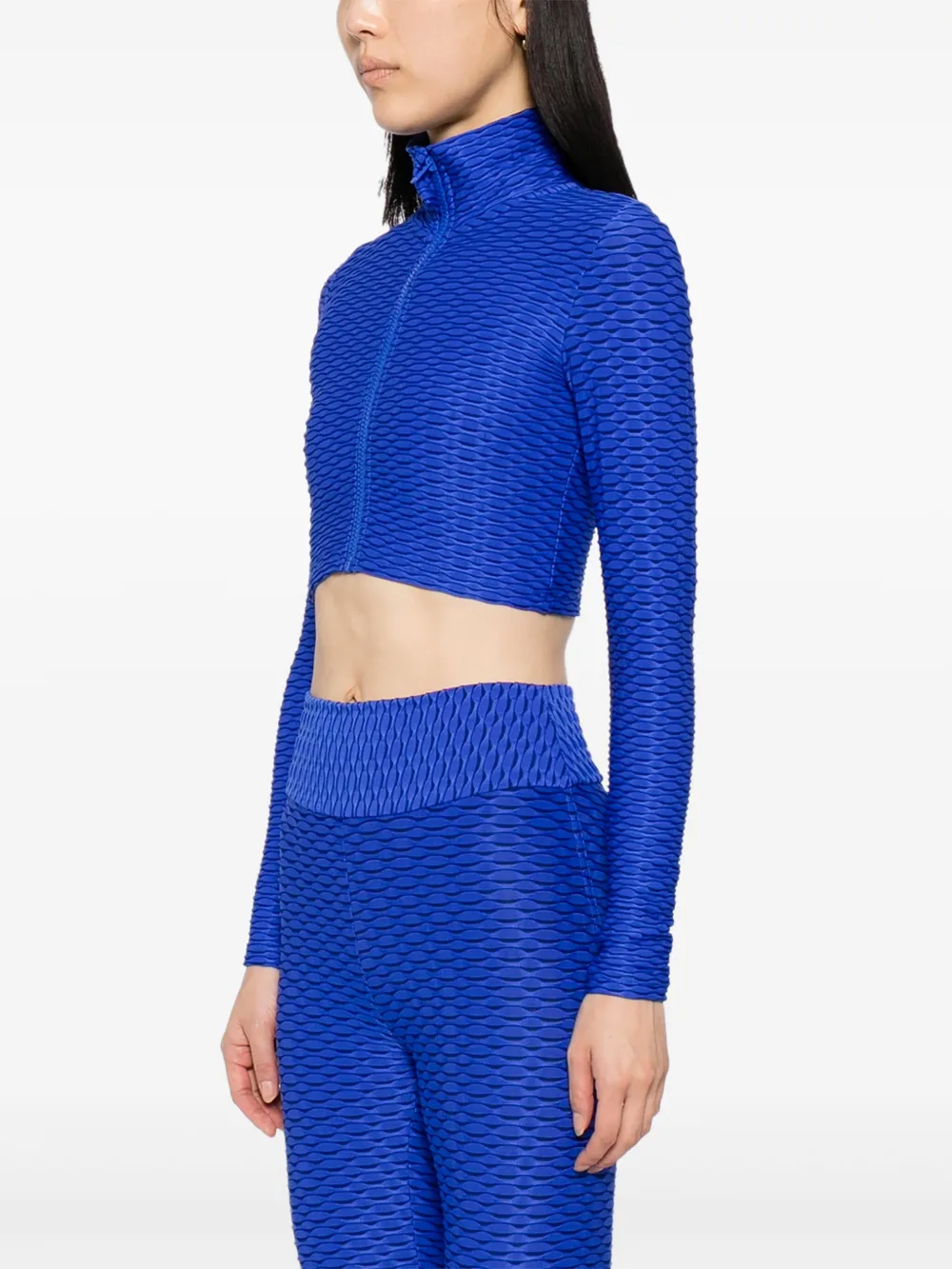 Tessitura Body Couture 3d Cropped Top In Blue
