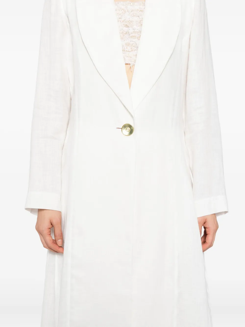 Tessitura Body Couture Linen Coat In White