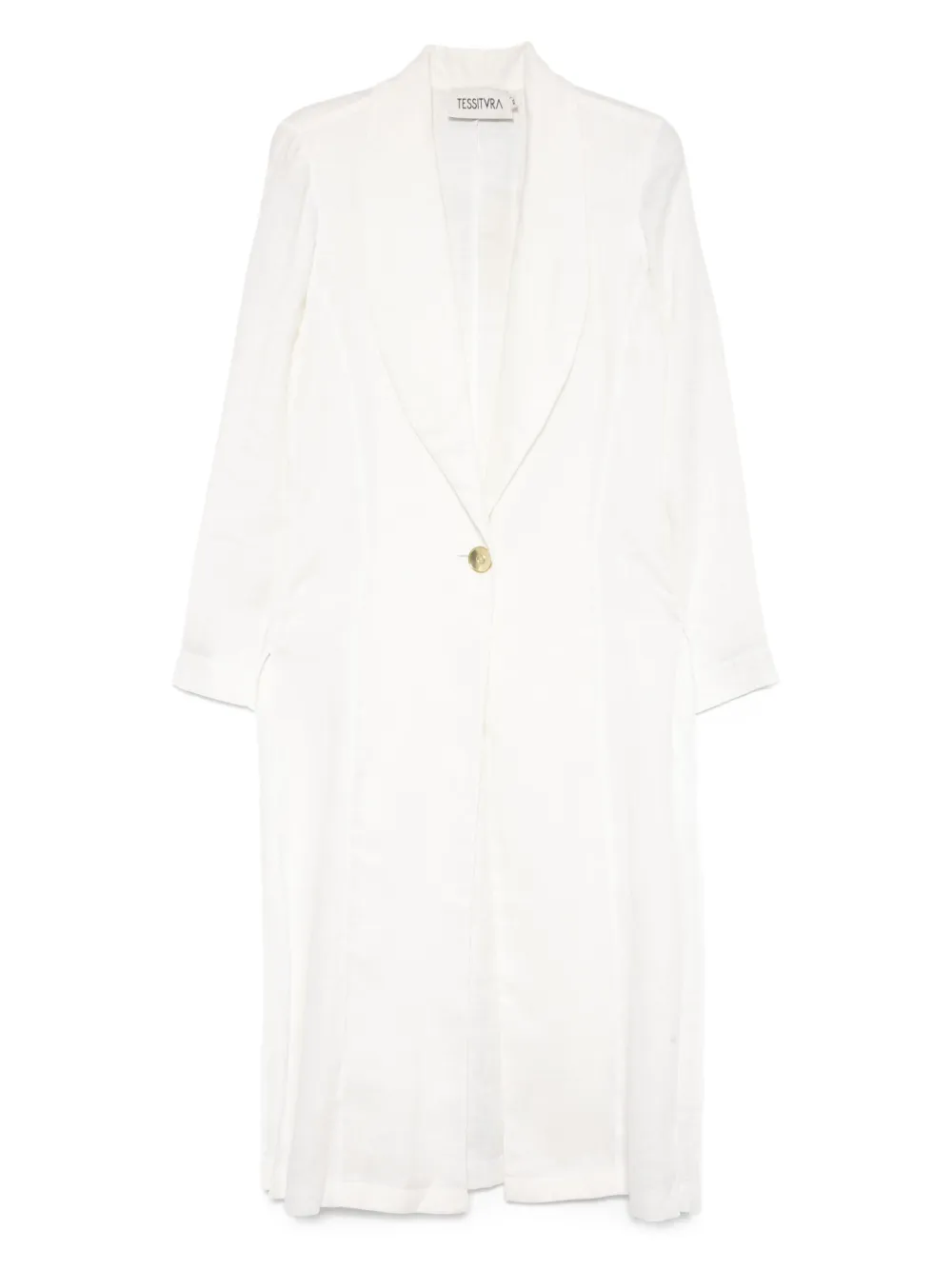 Tessitura Body Couture Linen Coat In White