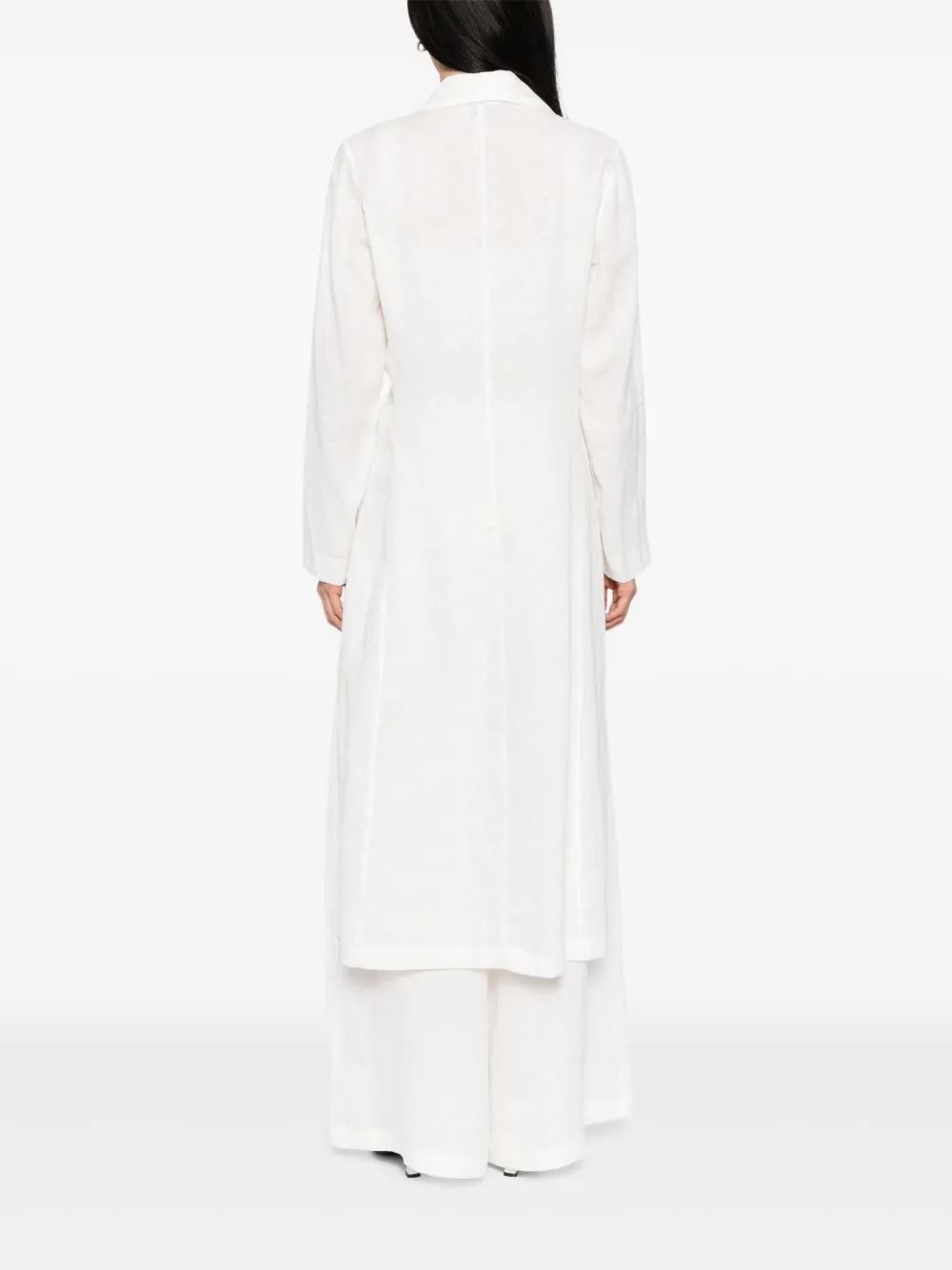 Tessitura Body Couture Linen Coat In White