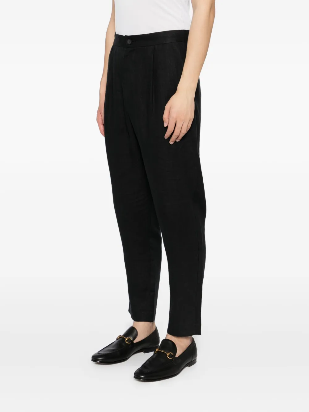 Tessitura Body Couture Linen Trousers In Black