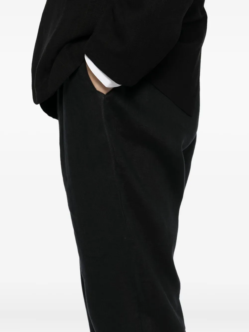 Tessitura Body Couture Linen Trousers In Black