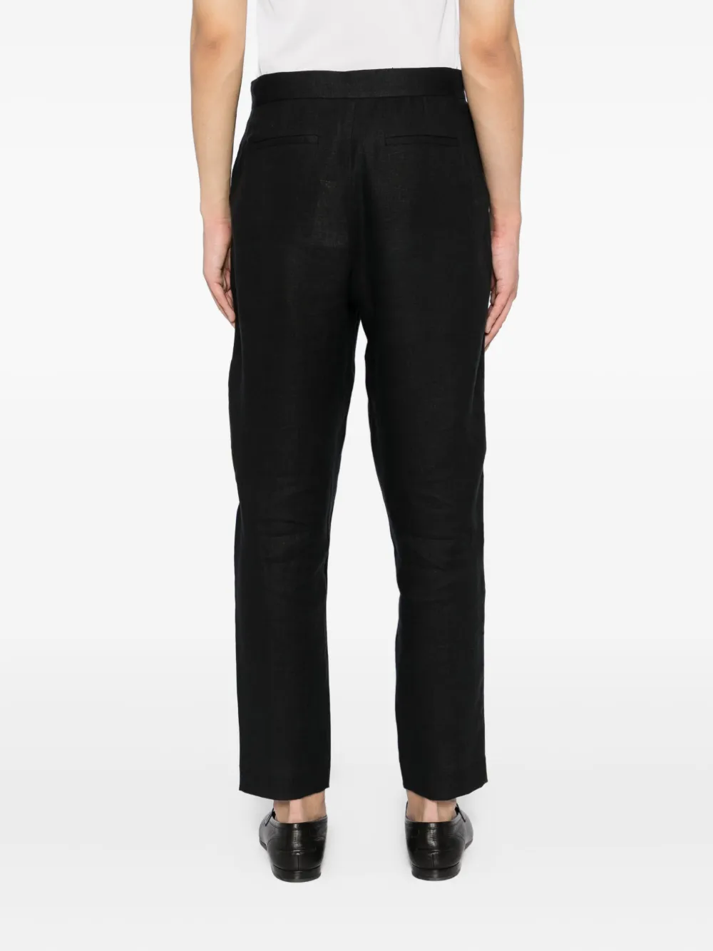 Tessitura Body Couture Linen Trousers In Black