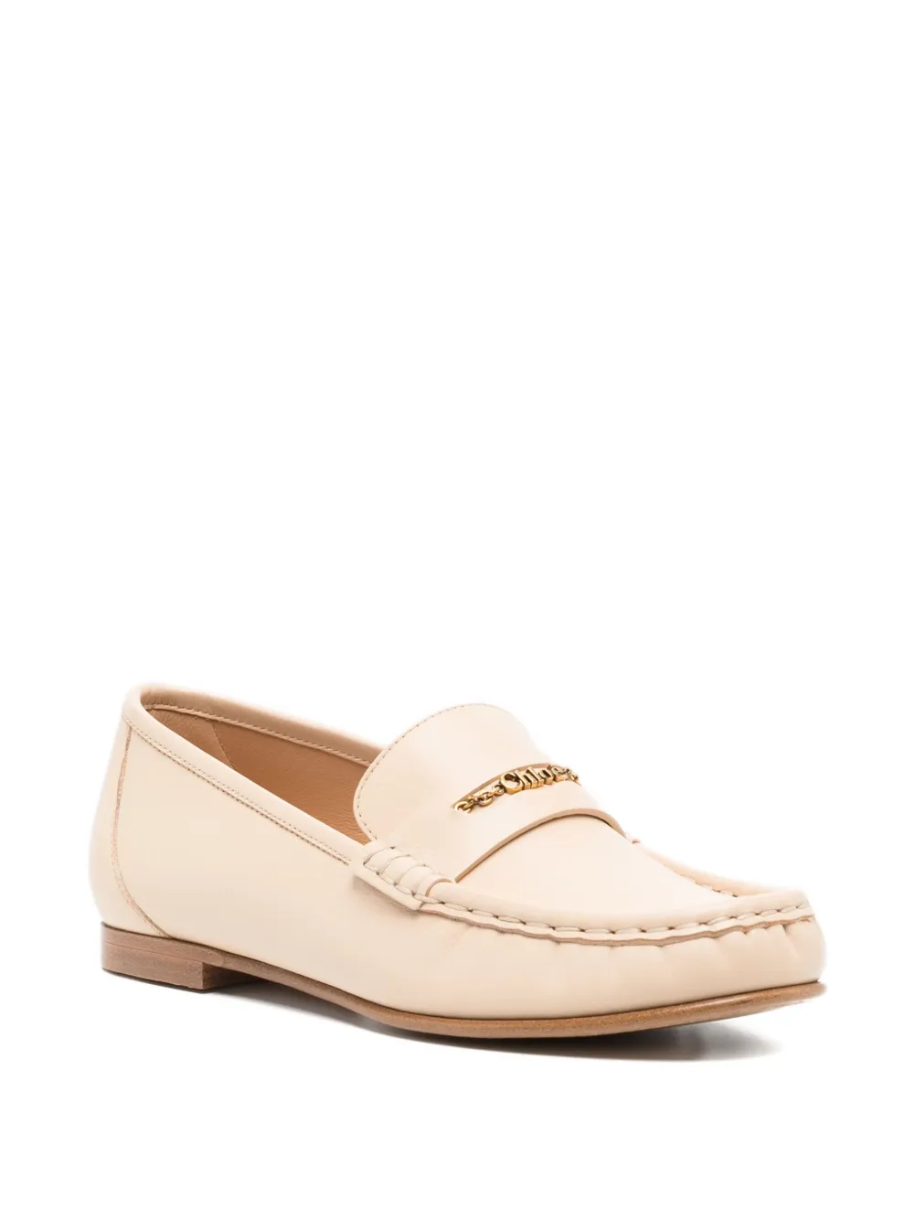 Chloé Leather Penny Loafers In Neutral