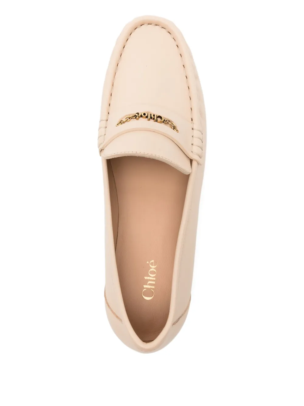 Chloé Leather Penny Loafers In Neutral