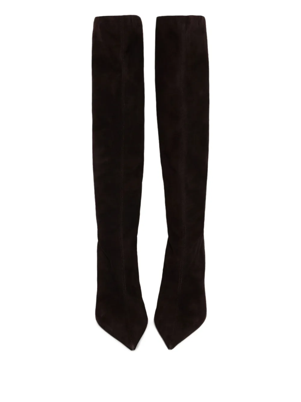 Paris Texas 75mm pointed-toe suede knee-high boots Black