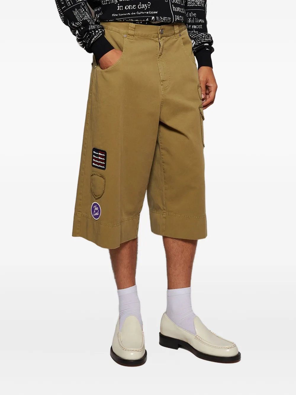 Palm Angels Patch Pocket Shorts In Gold