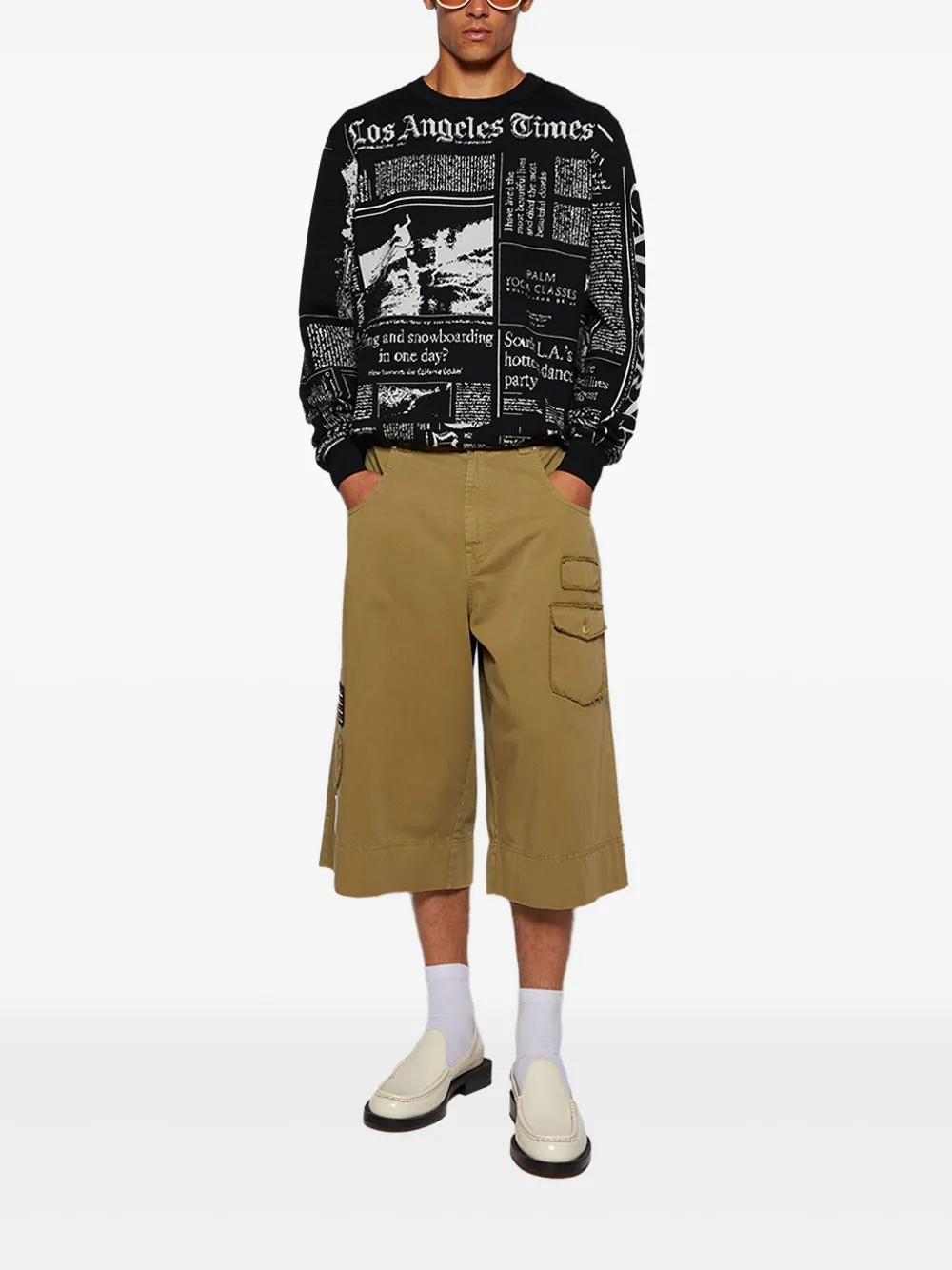 Palm Angels Patch Pocket Shorts In Gold