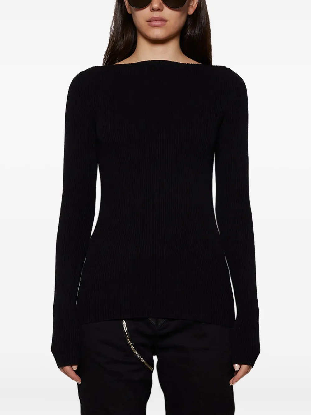 Rick Owens Ribbed Open-back Top In Black