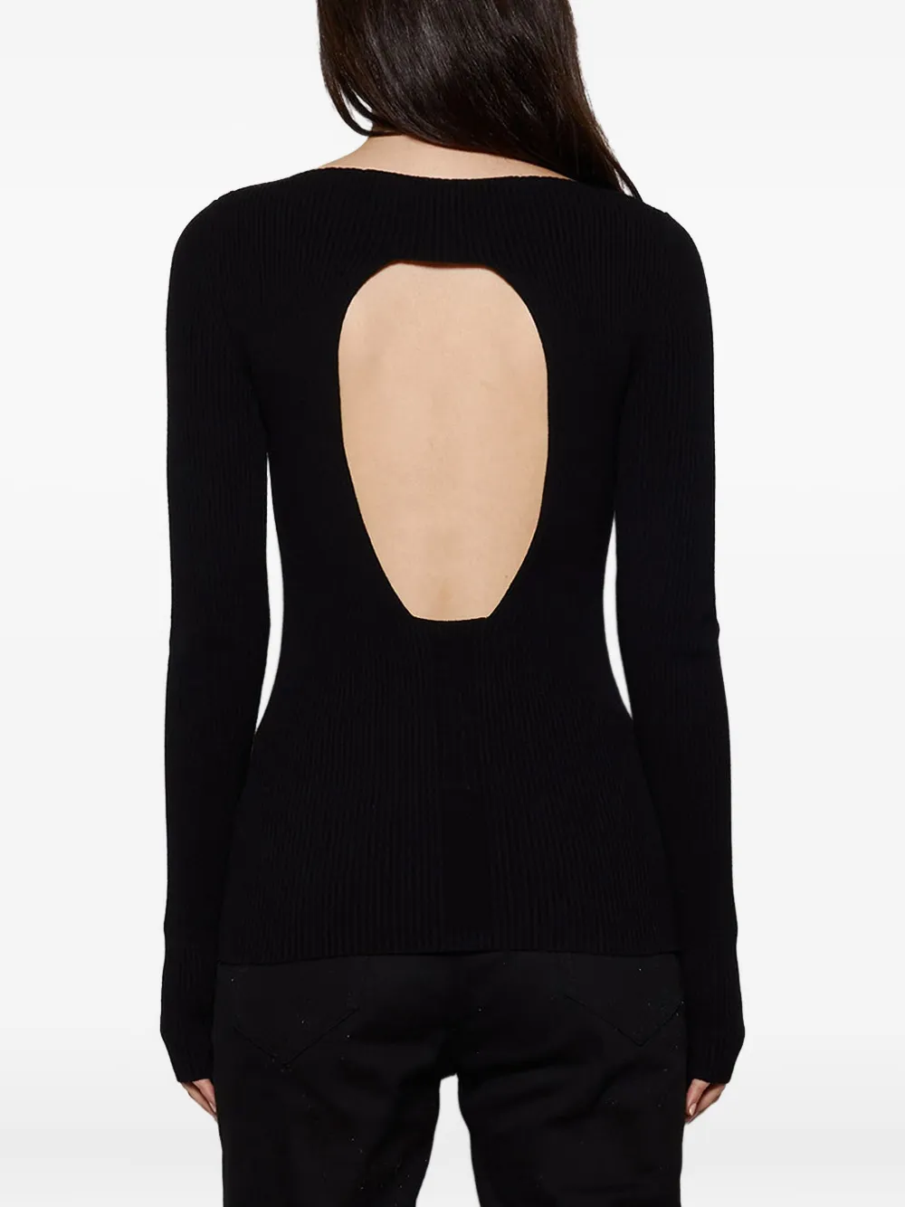 Rick Owens Ribbed Open-back Top In Black