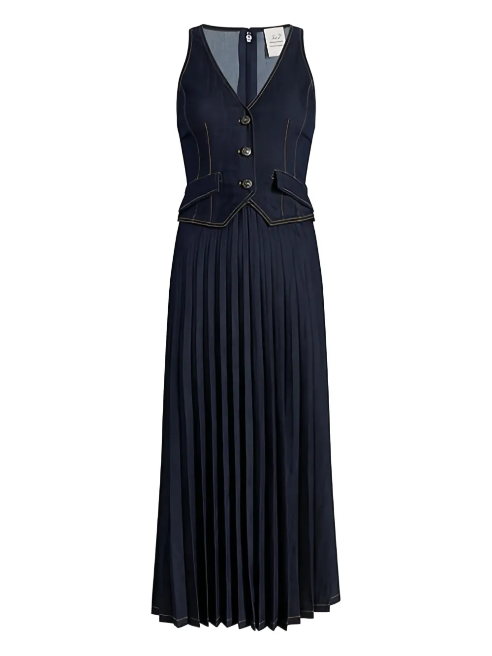 Cinq A Sept pleated denim waistcoat dress | Blue | Image 1