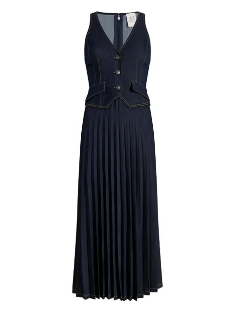 Cinq A Sept pleated denim waistcoat dress