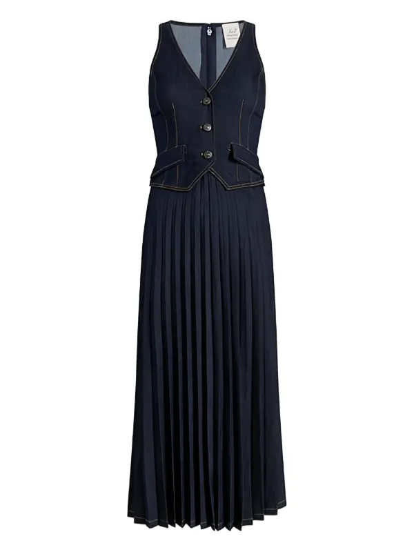 denim waistcoat dress Cinq A Sept Pleated Denim Waistcoat Dress | Blue