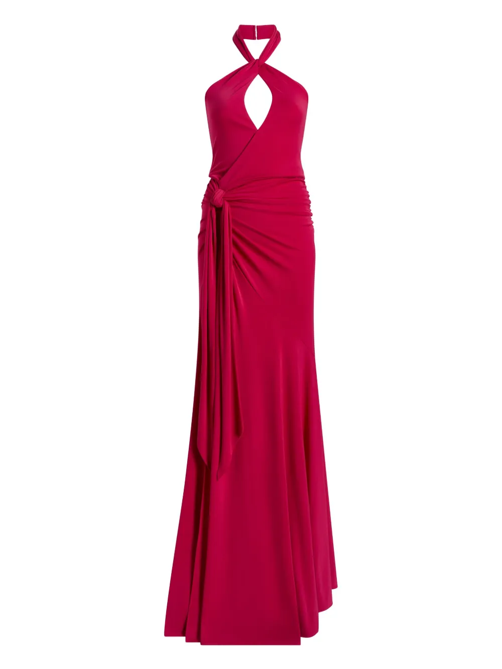 halterneck knotted-front gown