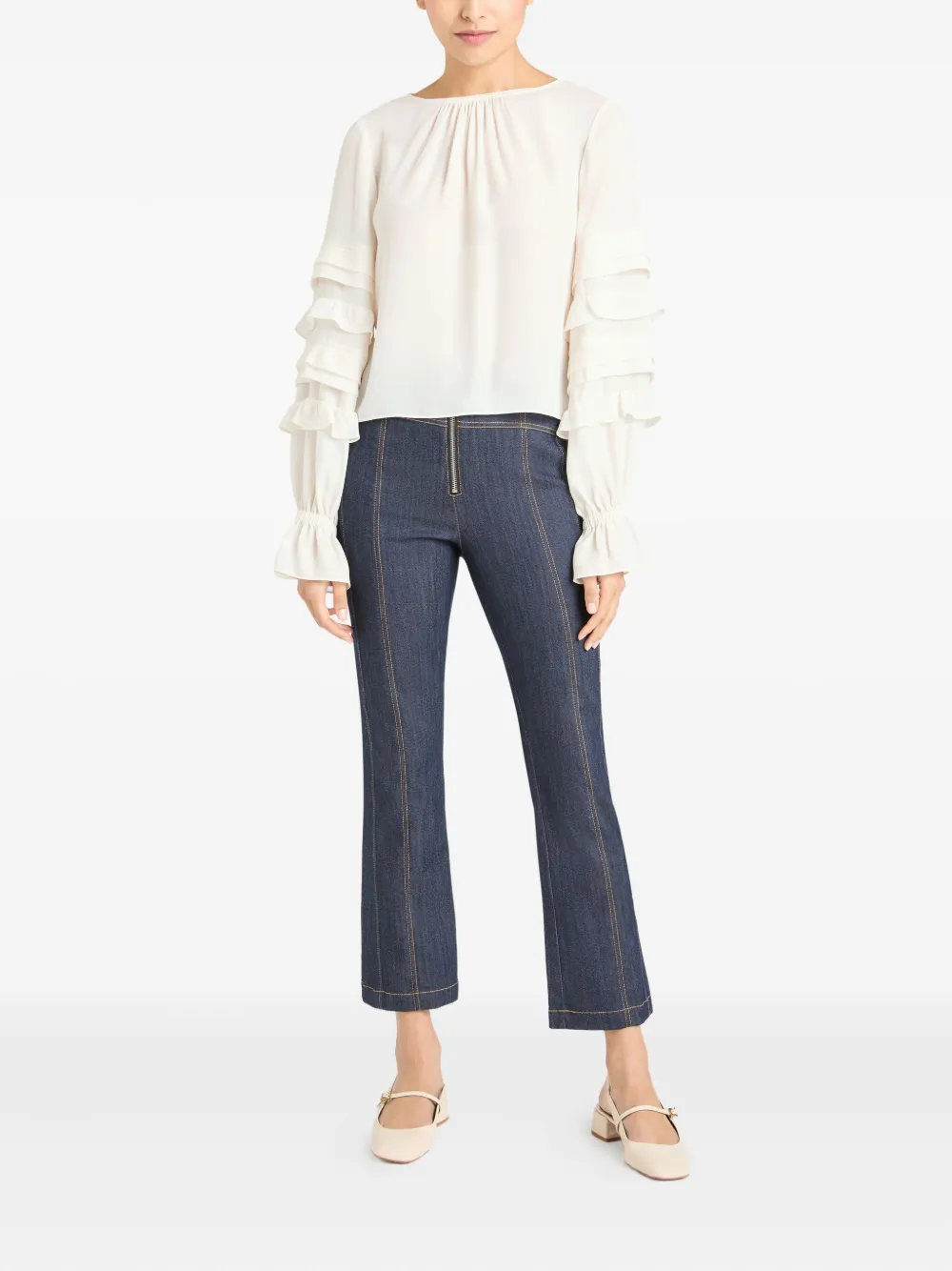 Cinq A Sept tiered-ruffle blouse - Wit