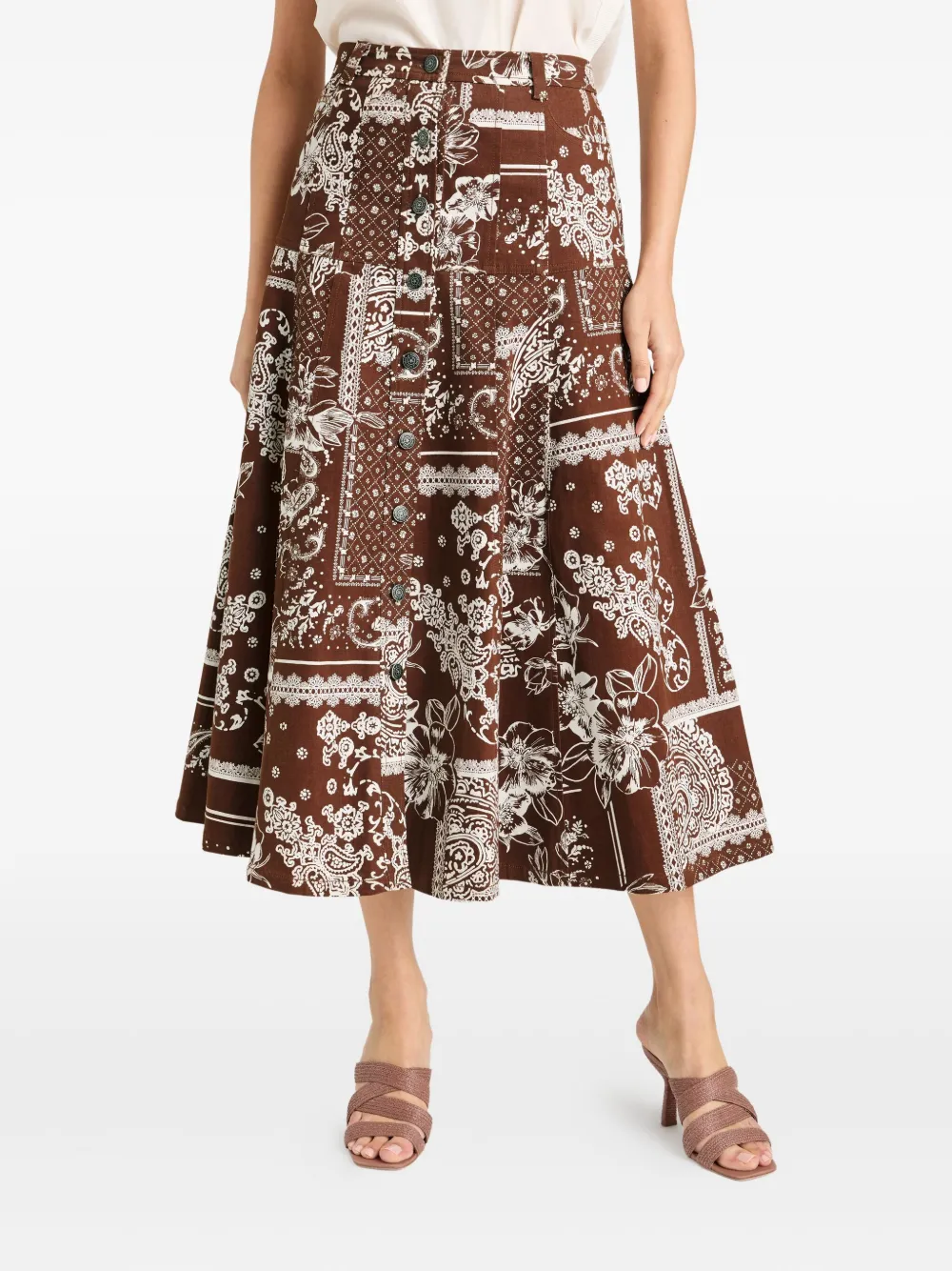 Cinq A Sept Rok met paisley-print en knoop Bruin