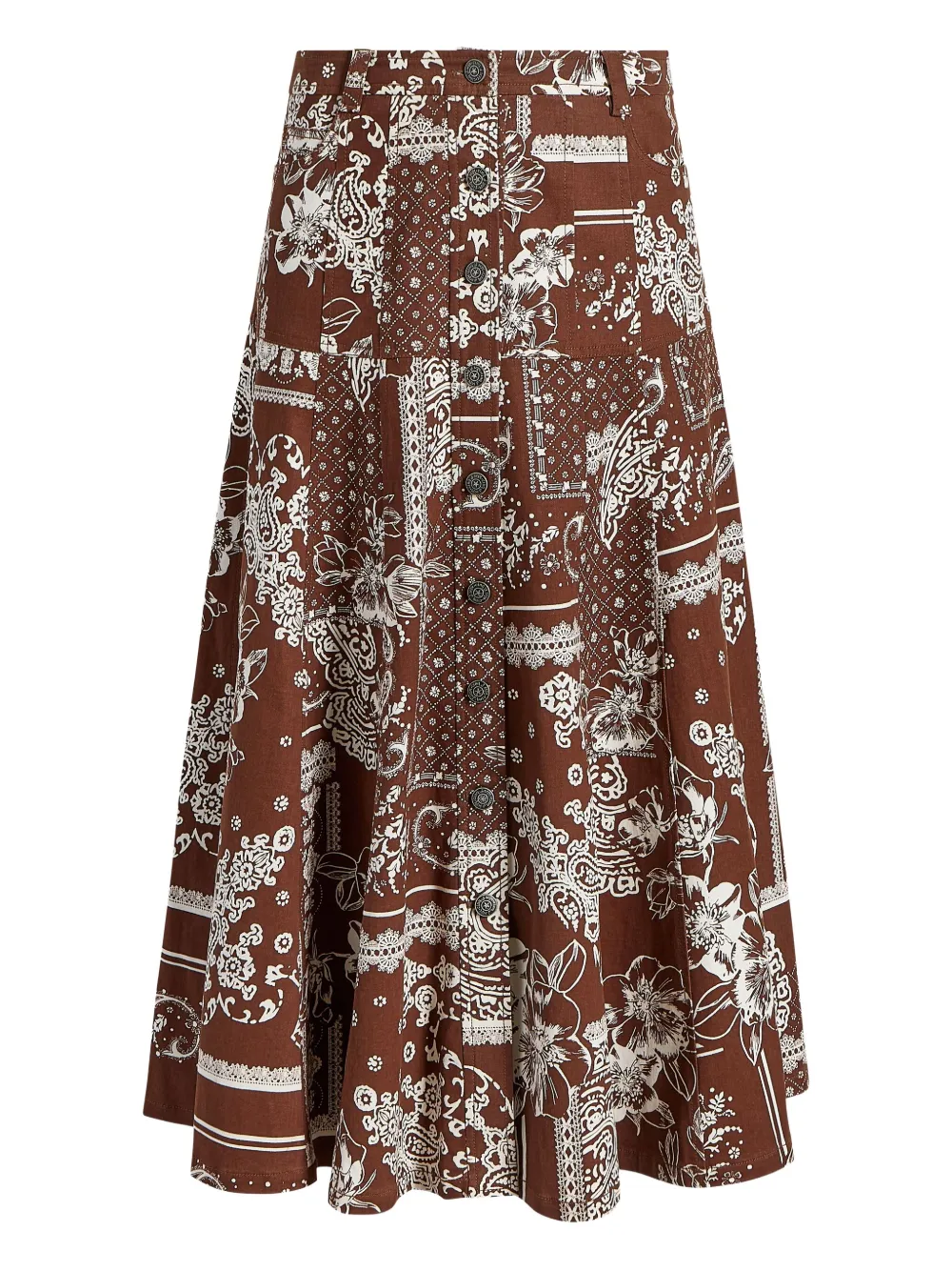 paisley-print button skirt
