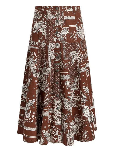 Cinq A Sept paisley-print button skirt