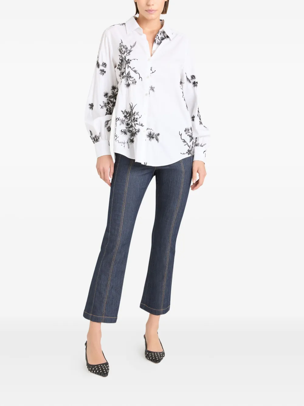 Cinq A Sept floral-print balloon-sleeve top - Wit