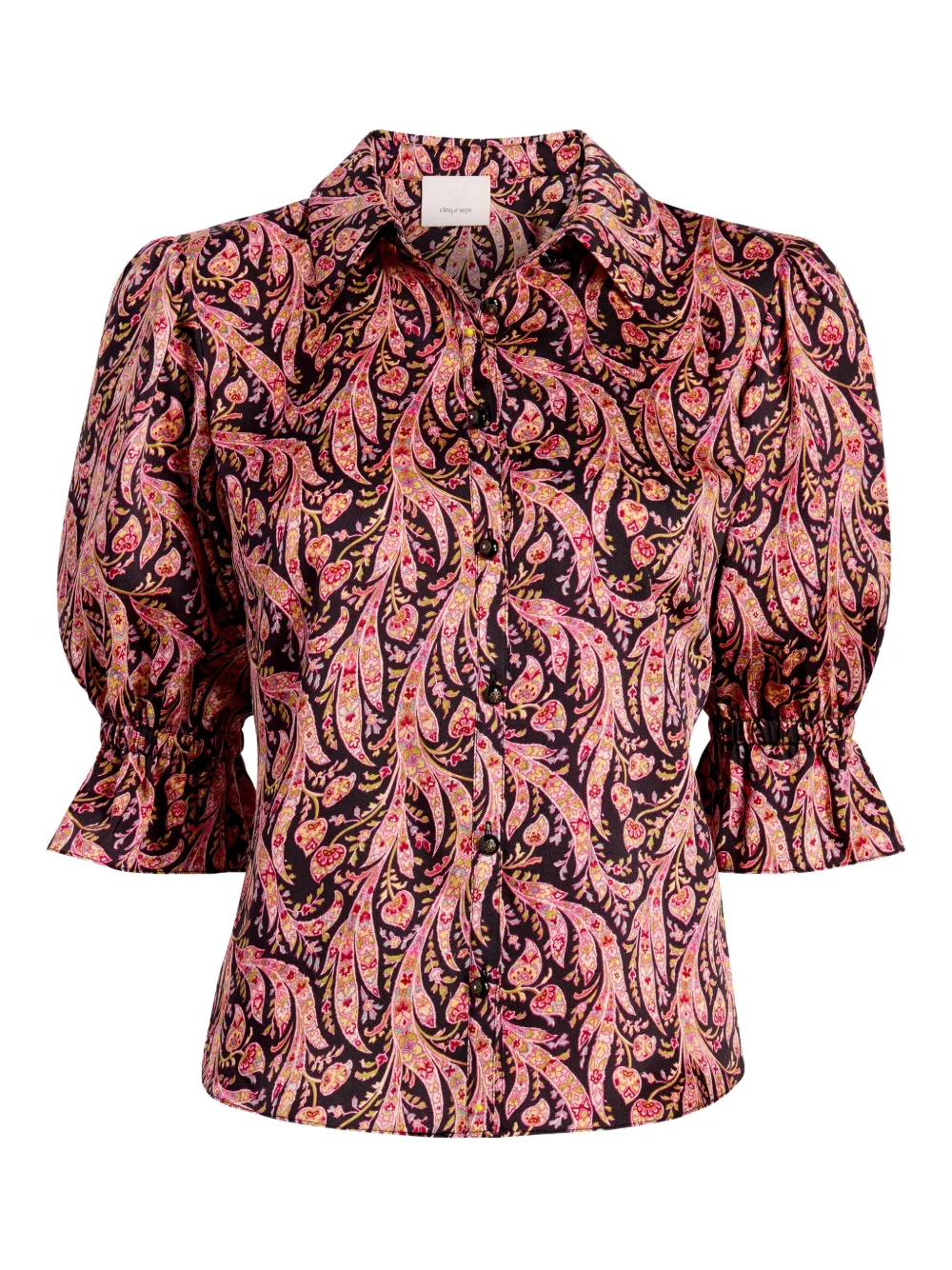 paisley puff-sleeve top