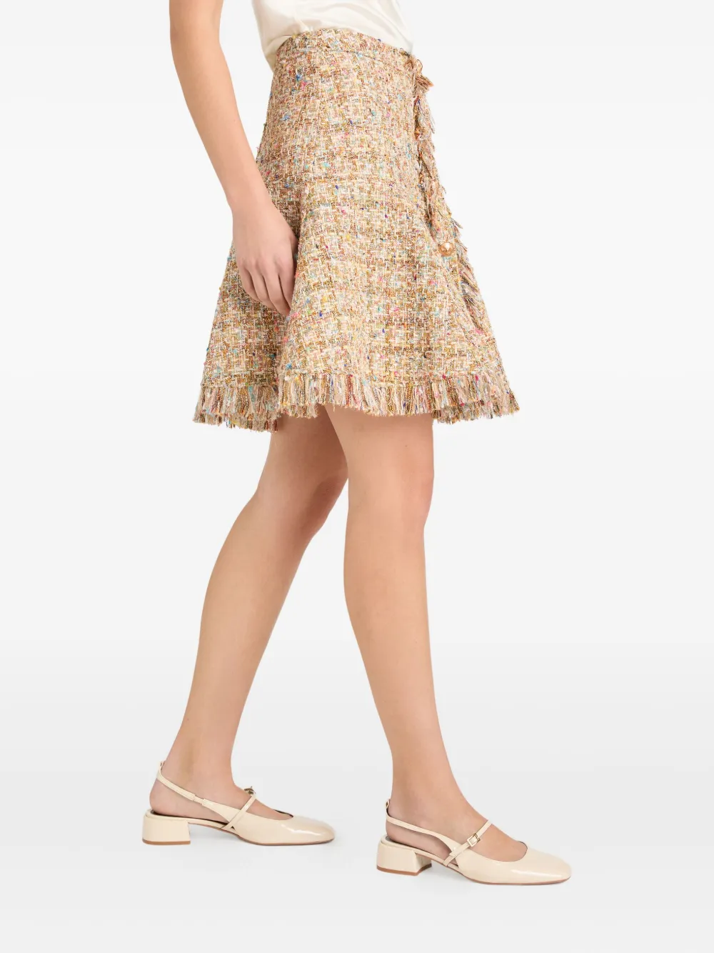 Cinq A Sept Bouclé rok met franje Bruin