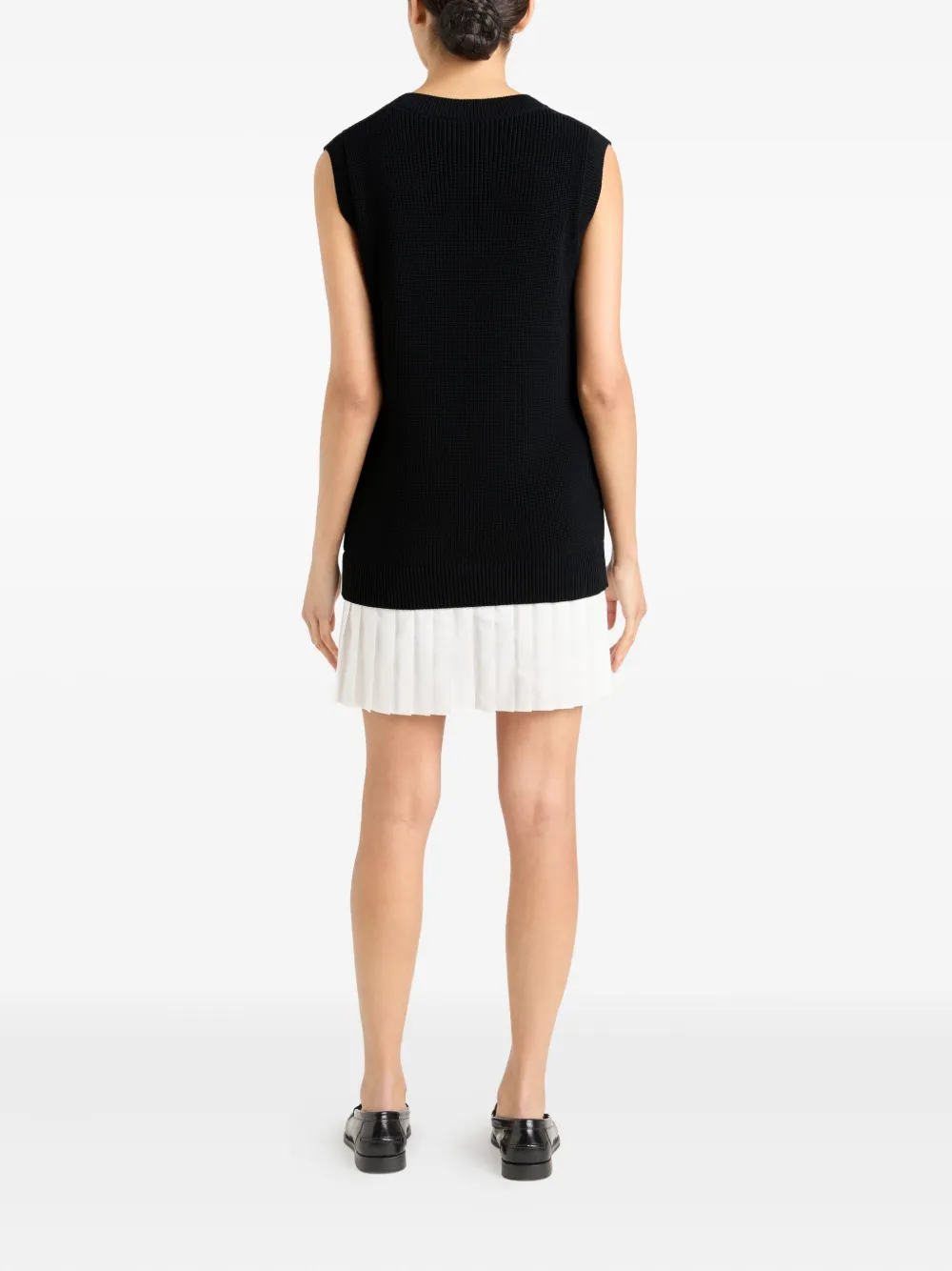 Cinq A Sept pleated-panel cotton-blend vest mini day dress Zwart