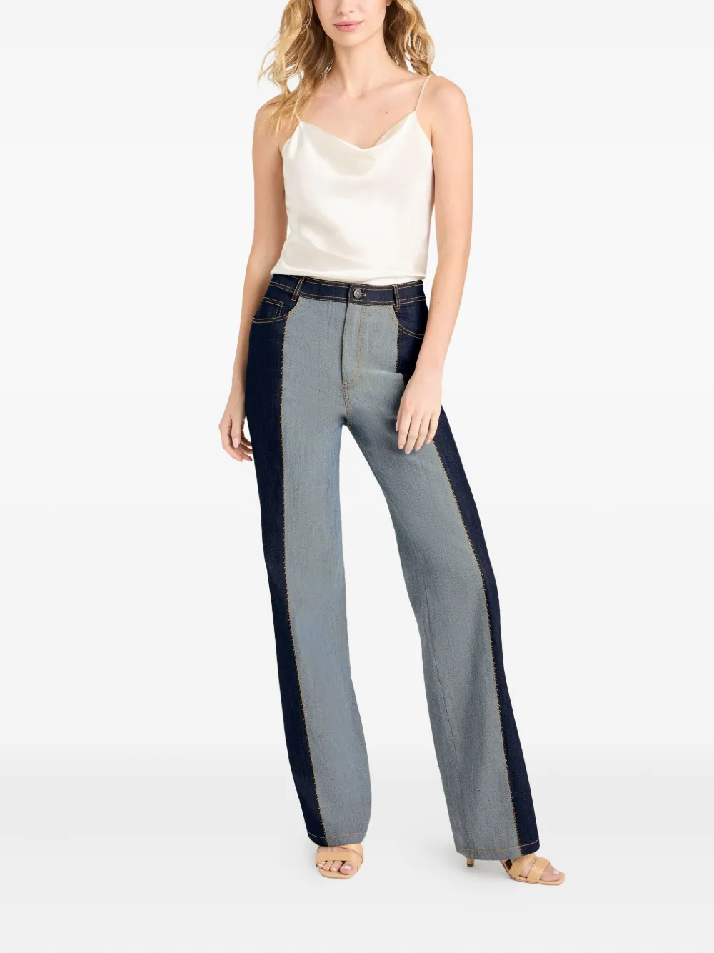 Cinq A Sept Francine contrast-panel trousers - Blauw