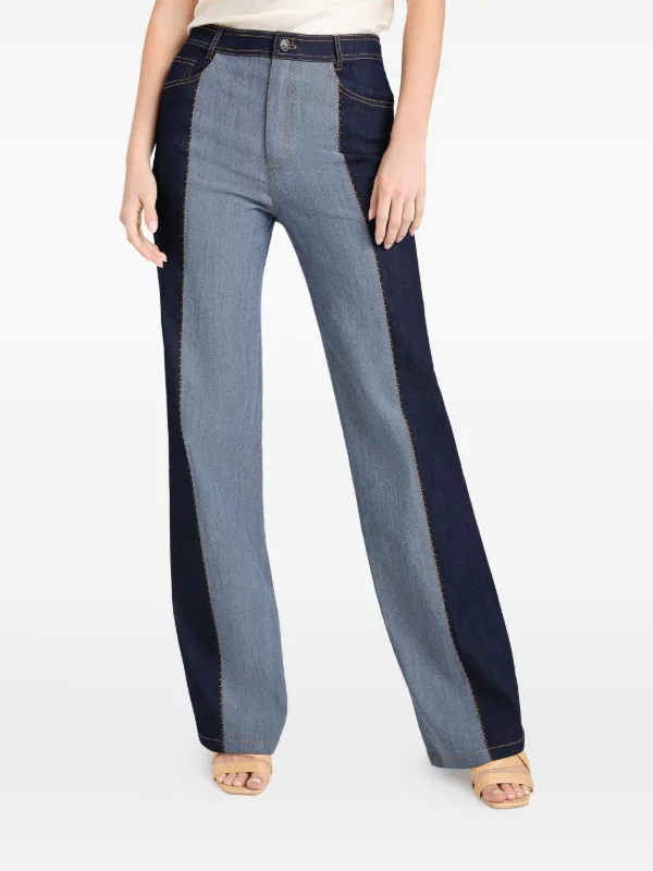 Cinq A Sept Francine contrast-panel Trousers Blue FARFETCH IN