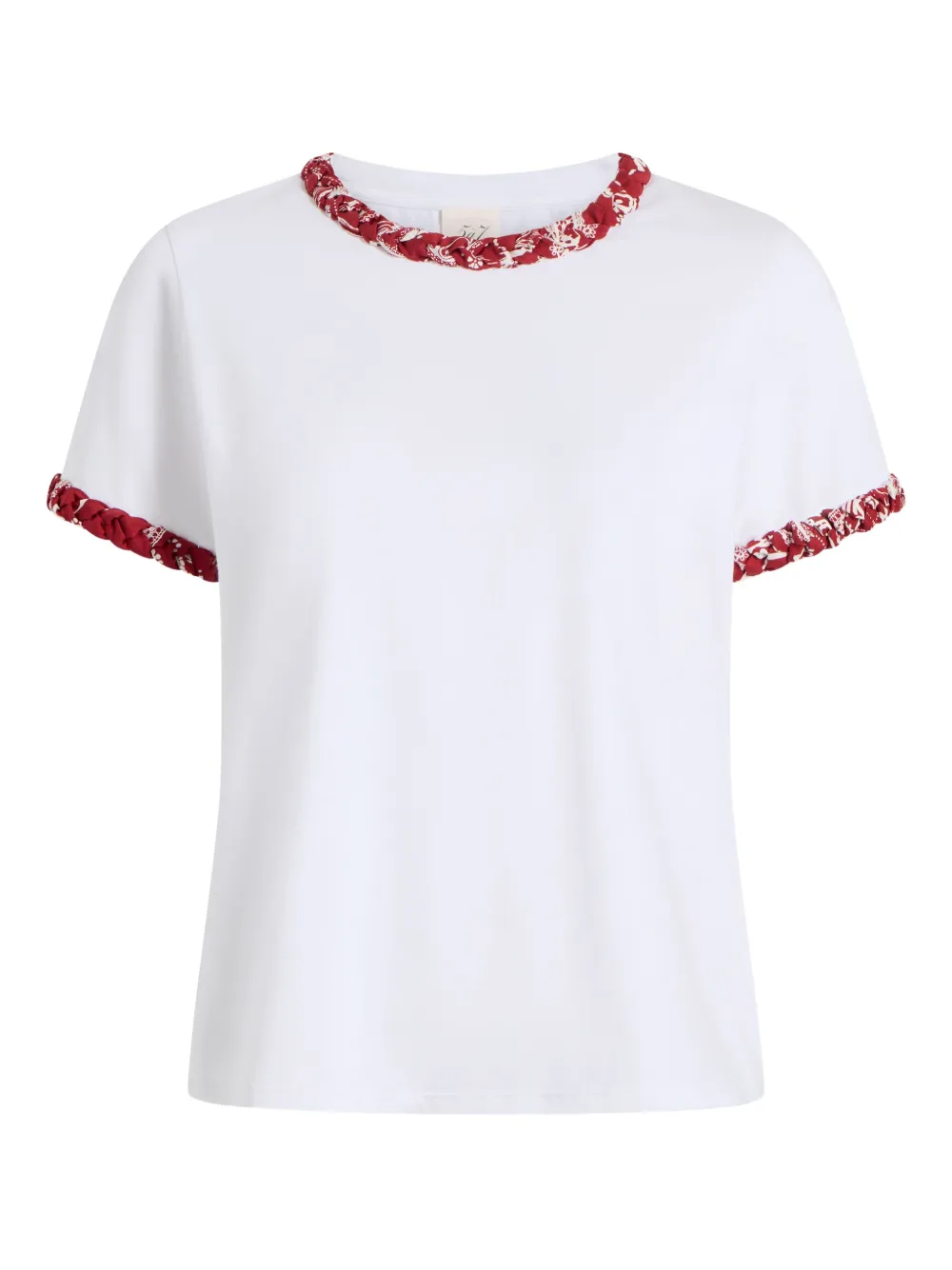 braided-trim T-shirt