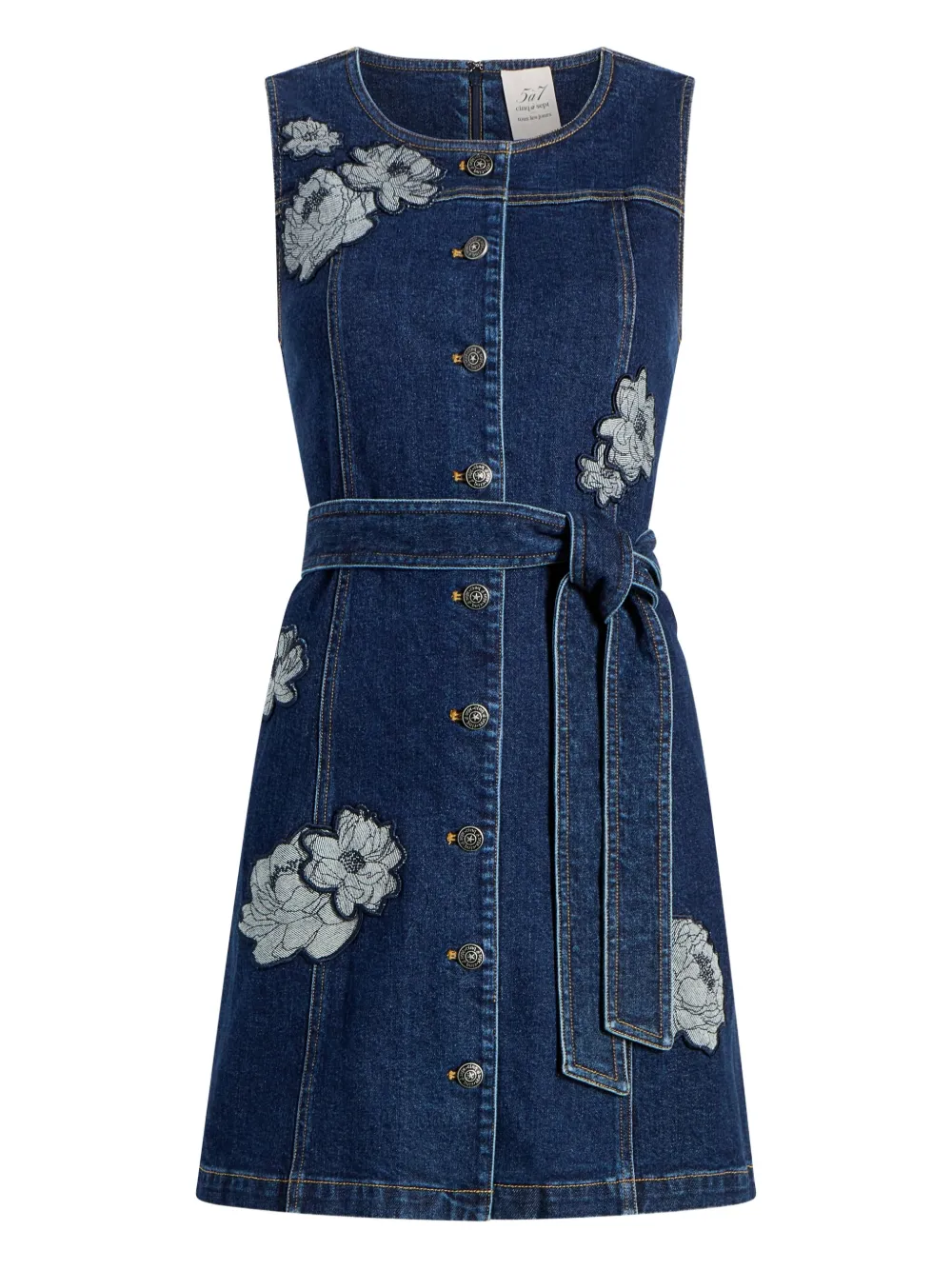 Marsha floral-appliqué button-front mini dress