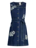 Cinq A Sept Marsha floral-appliqué button-front mini dress - Blue