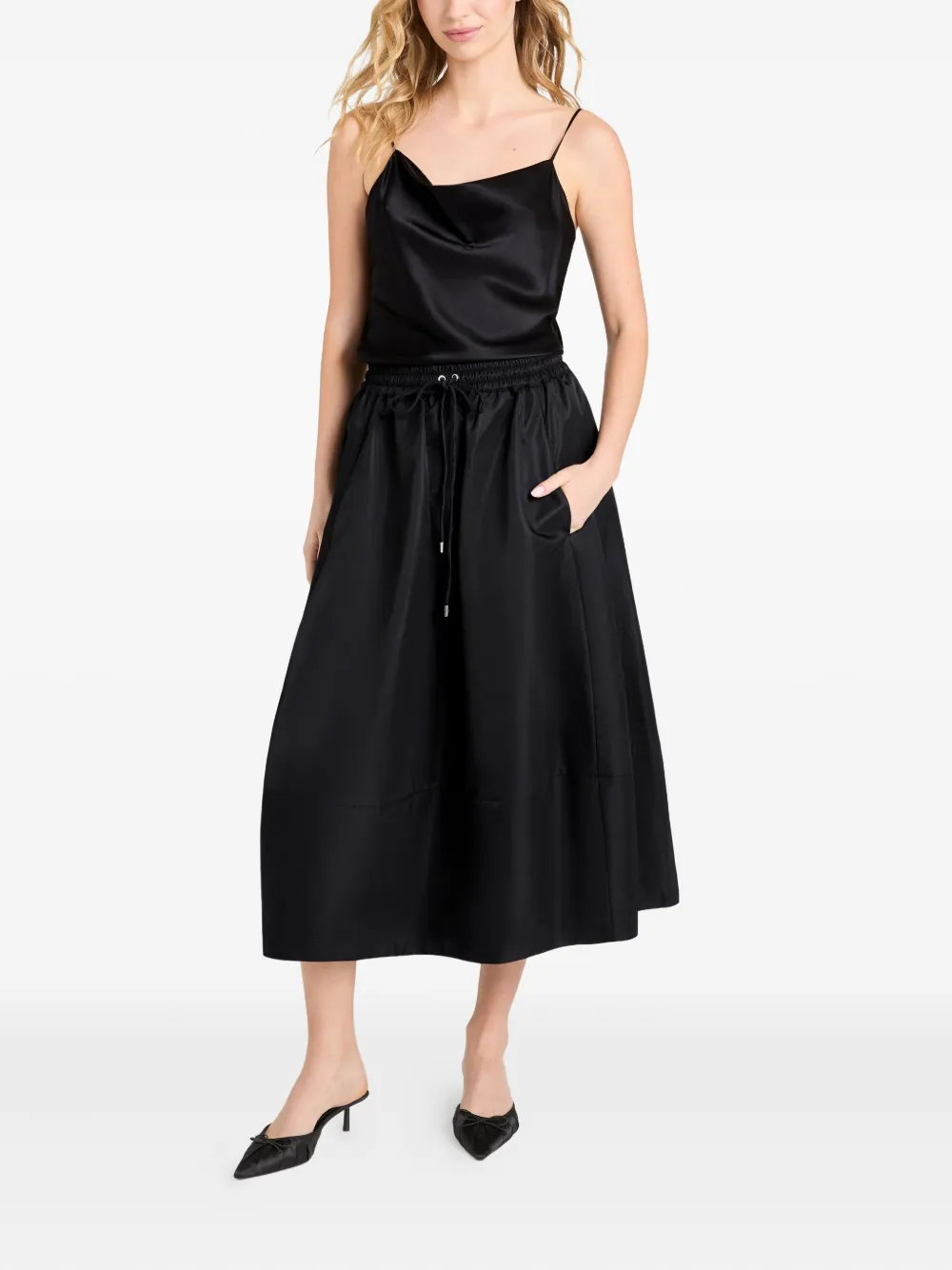 Cinq A Sept drawstring pocket midi A-line skirt - Zwart
