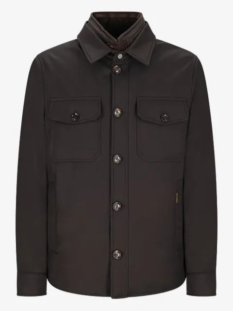 Moorer button-fastening flap-pocket jacket