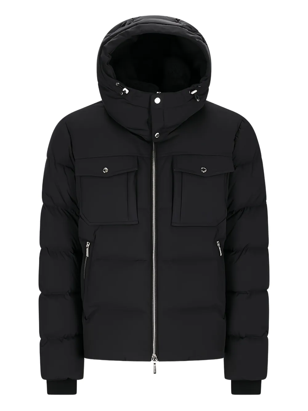 Moorer hooded flap-pocket jacket Zwart