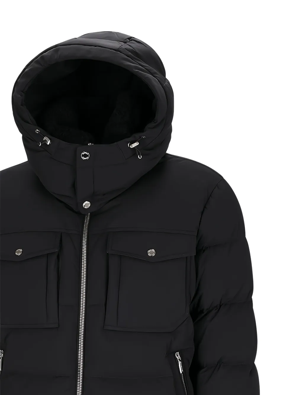Moorer hooded flap-pocket jacket Zwart