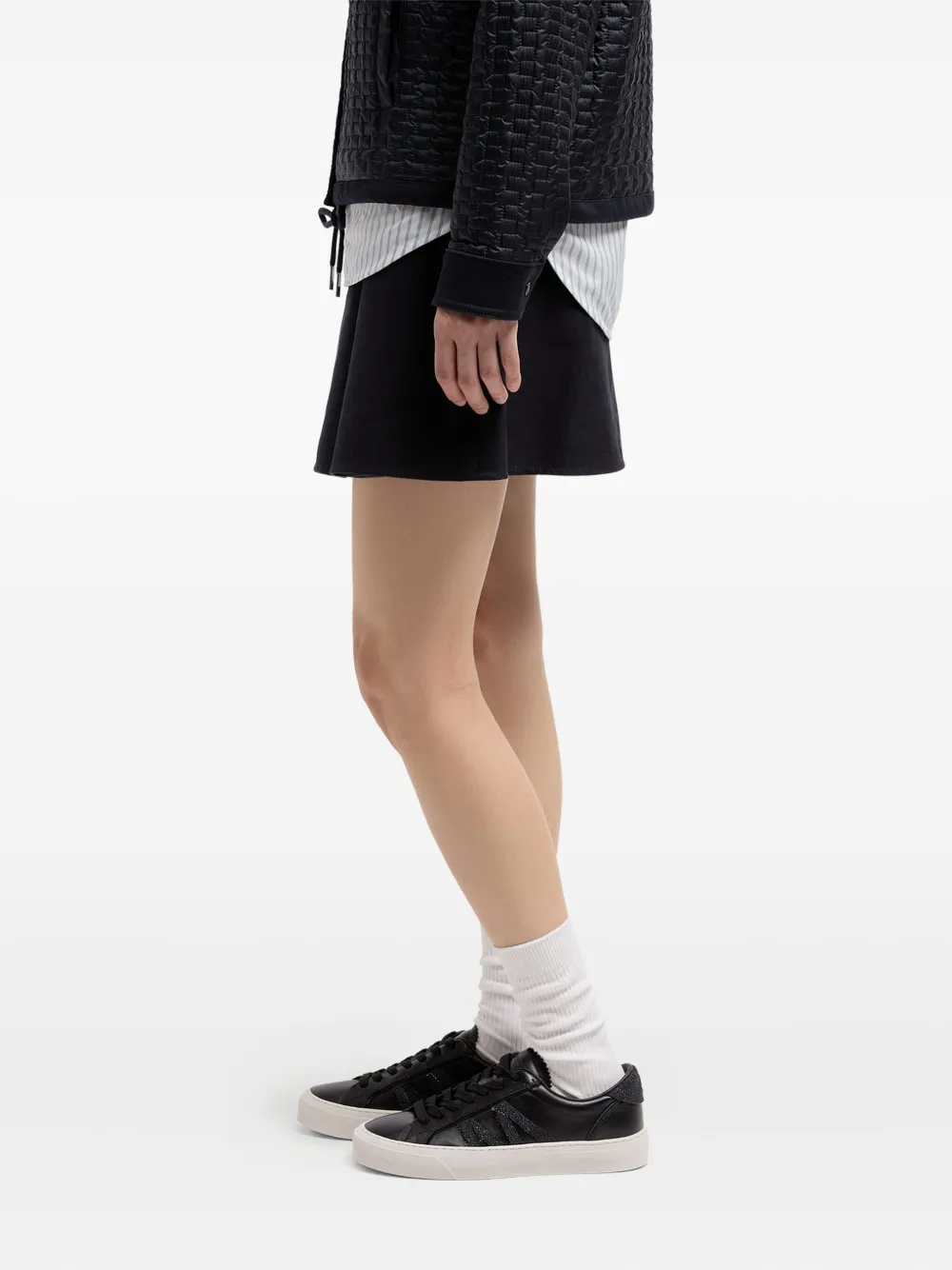 Moncler Monaco2 leren sneakers Zwart