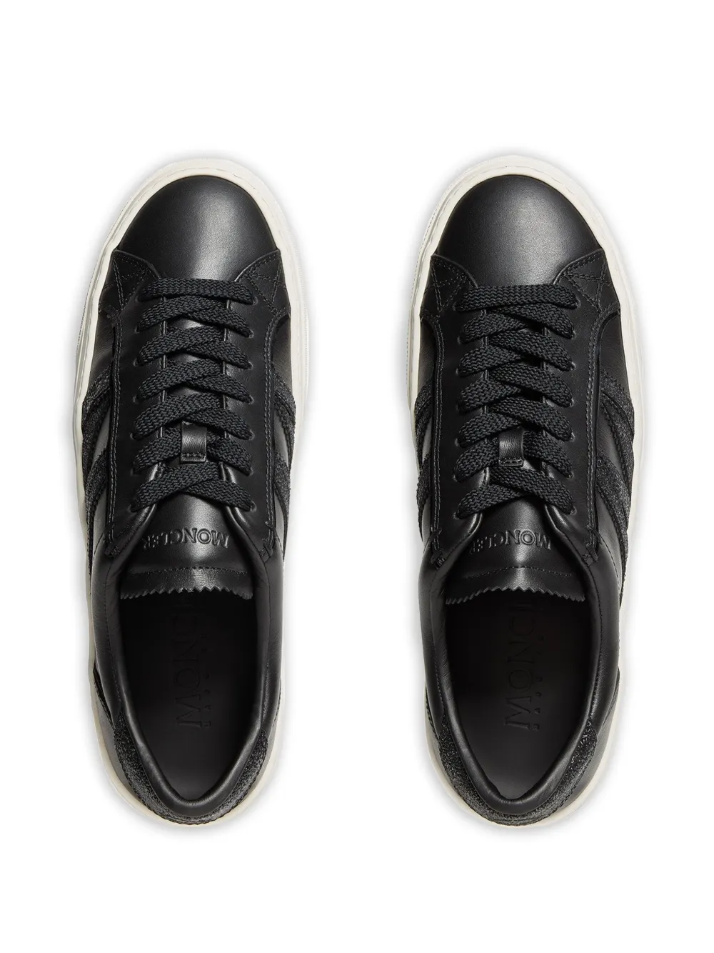 Moncler Monaco2 leren sneakers Zwart