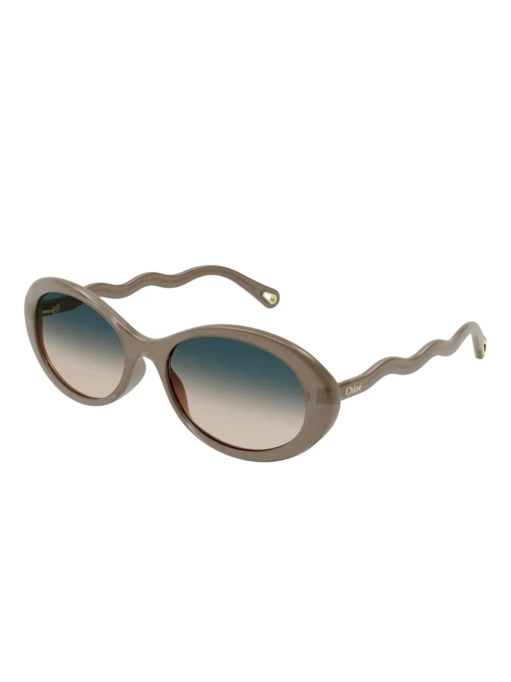 Chloé Eyewear oval-frame wavy-temple sunglasses - Beige