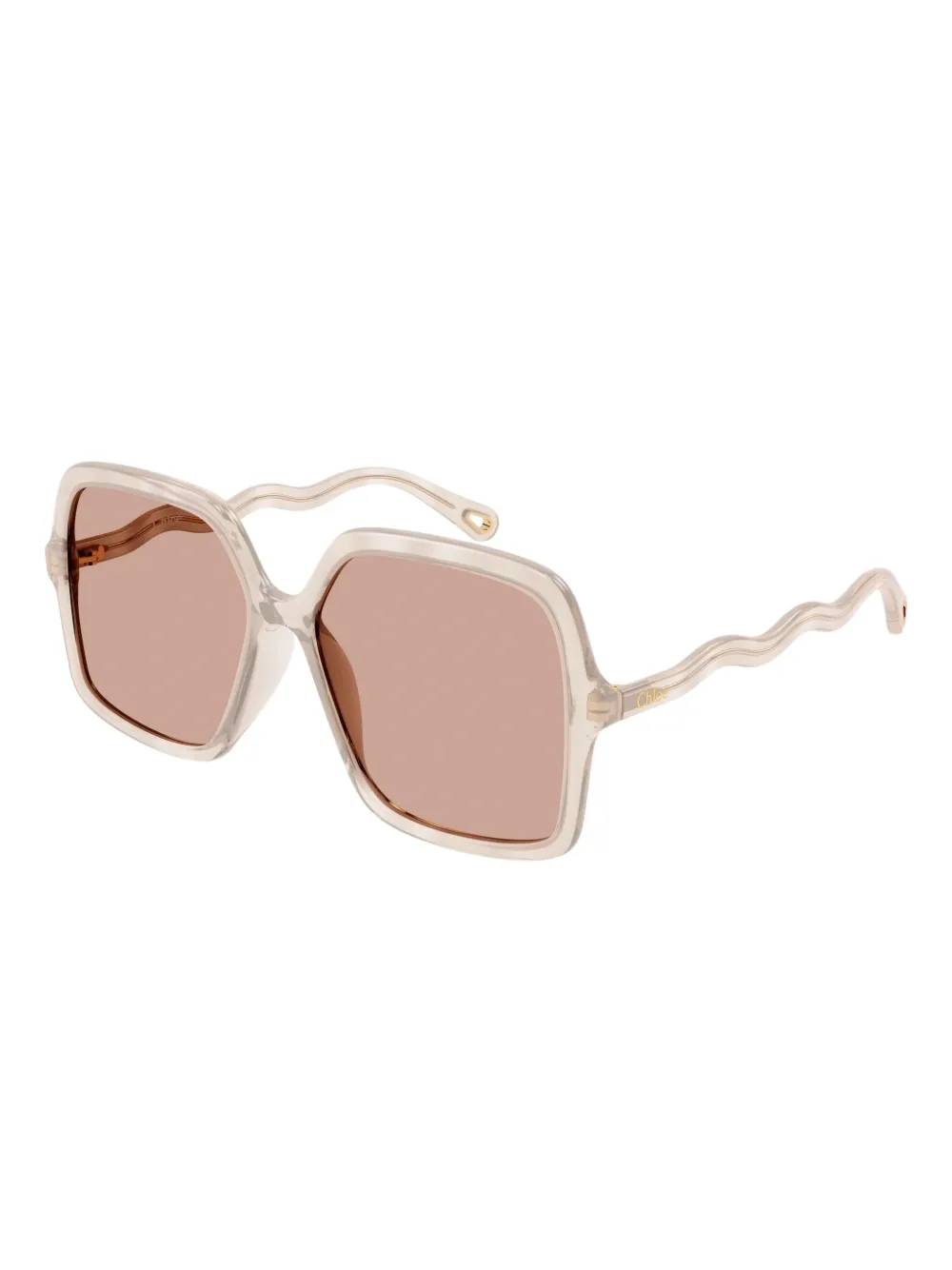 Chloé Zonnebril met vierkant montuur en wijde pijpen - Beige