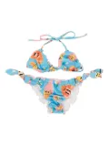 mousse dans la bouche ruffled ice-cream print bikini - Blue