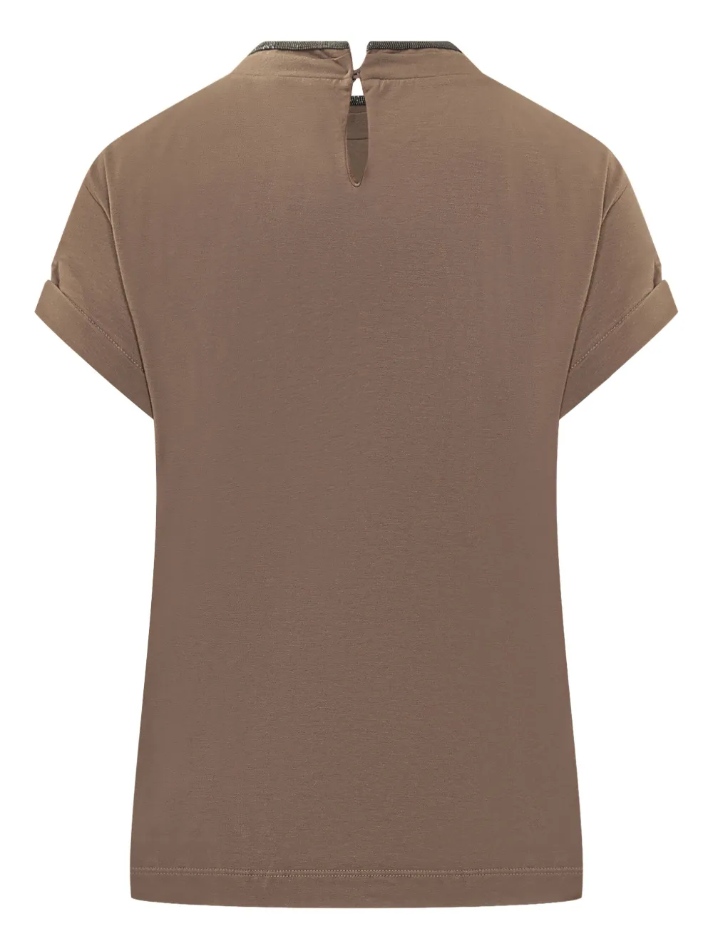 Brunello Cucinelli T-shirt met verfraaide hals Bruin