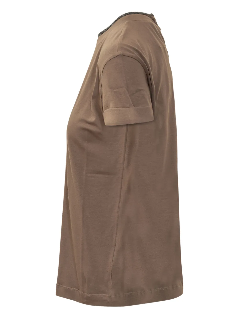 Brunello Cucinelli T-shirt met verfraaide hals Bruin