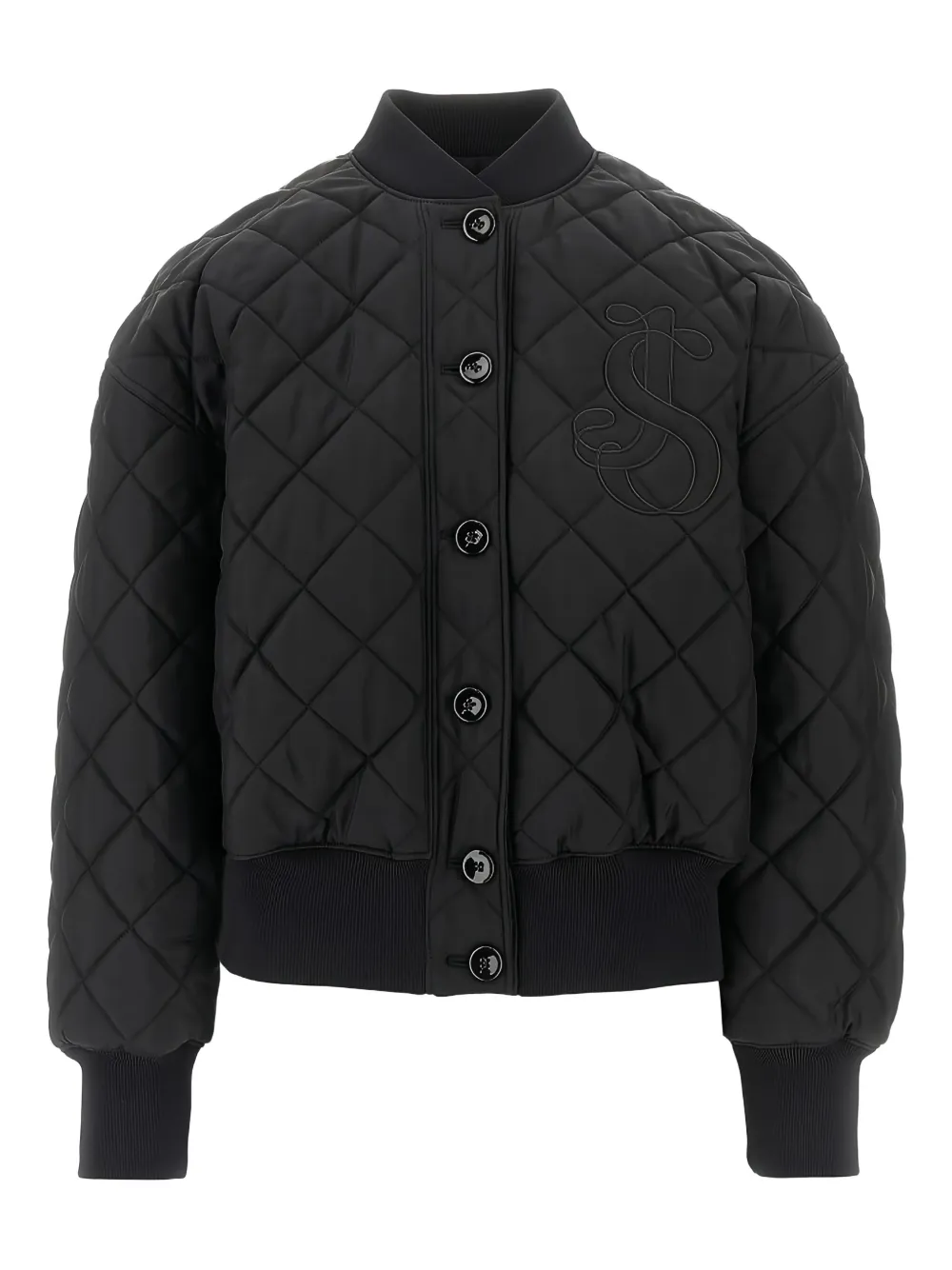 Jil Sander Gewatteerd bomberjack met monogram Zwart