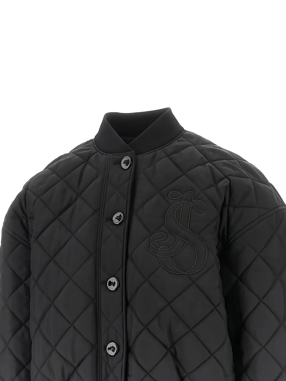 Jil Sander Gewatteerd bomberjack met monogram Zwart