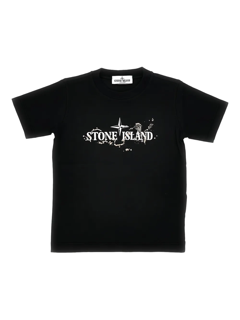 Stone Island Junior crew-neck logo-print T-shirt Zwart